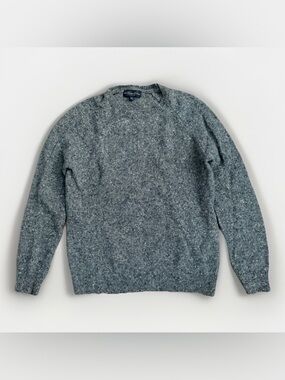 Brooks Brothers Sweater Mens Medium Grey 100% Merino Wool Italian Yarn Crew